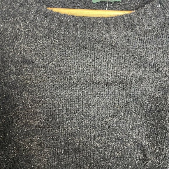 Woman Sweater Black Tinsel Long Sleeve Pullover Wild Fable Crew Neck Top Holiday - Picture 3 of 5